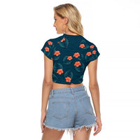 Hawaii Monstera Raglan Cropped T Shirt Hibiscus Flowers Simple Style DT05 - Polynesian Pride