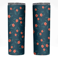 Hawaii Monstera Skinny Tumbler Hibiscus Flowers Simple Style - Polynesian Pride