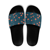 Hawaii Monstera Slide Sandals Hibiscus Flowers Simple Style DT05 Dark Teal - Polynesian Pride