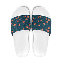 Hawaii Monstera Slide Sandals Hibiscus Flowers Simple Style DT05 Dark Teal - Polynesian Pride