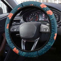 Hawaii Monstera Steering Wheel Cover Hibiscus Flowers Simple Style - Polynesian Pride