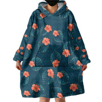 Hawaii Monstera Wearable Blanket Hoodie Hibiscus Flowers Simple Style - Polynesian Pride