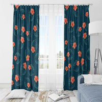 Hawaii Monstera Window Curtain Hibiscus Flowers Simple Style - Polynesian Pride