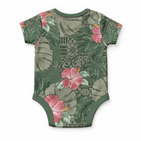 Hawaii Baby Onesie Green Polynesian Monstera Patterns
