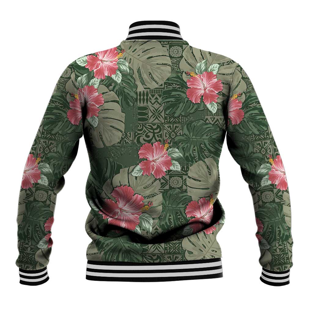 Hawaii Baseball Jacket Green Polynesian Monstera Patterns DT05 - Polynesian Pride