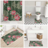 Hawaii Bathroom Set Green Polynesian Monstera Patterns - Polynesian Pride