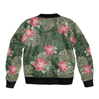Hawaii Bomber Jacket Green Polynesian Monstera Patterns DT05 - Polynesian Pride