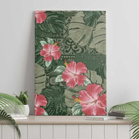 Hawaii Canvas Wall Art Green Polynesian Monstera Patterns - Polynesian Pride