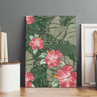 Hawaii Canvas Wall Art Green Polynesian Monstera Patterns - Polynesian Pride