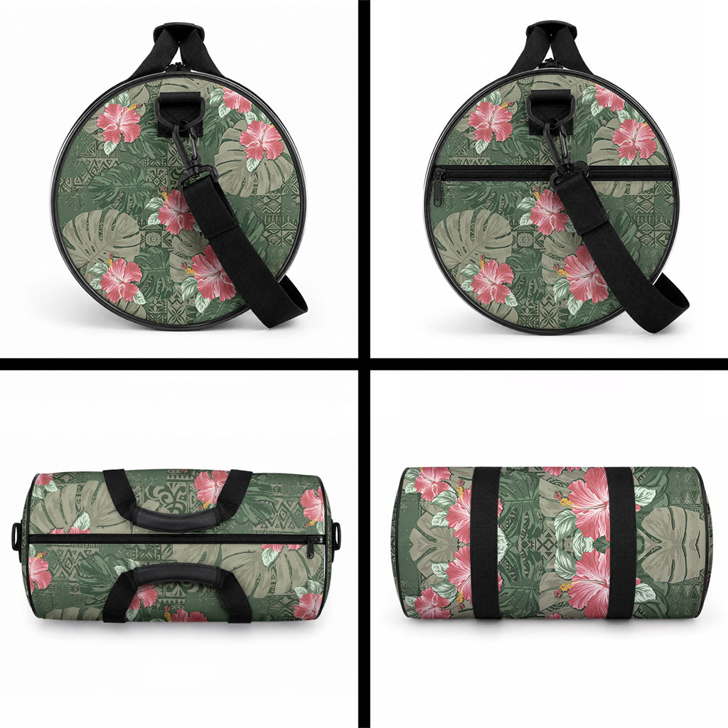 Hawaii Duffle Bag Green Polynesian Monstera Patterns