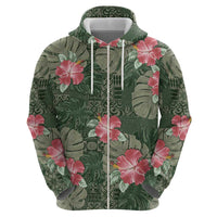 Hawaii Hoodie Green Polynesian Monstera Patterns - Polynesian Pride