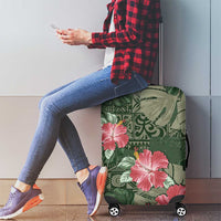 Hawaii Luggage Cover Green Polynesian Monstera Patterns - Polynesian Pride