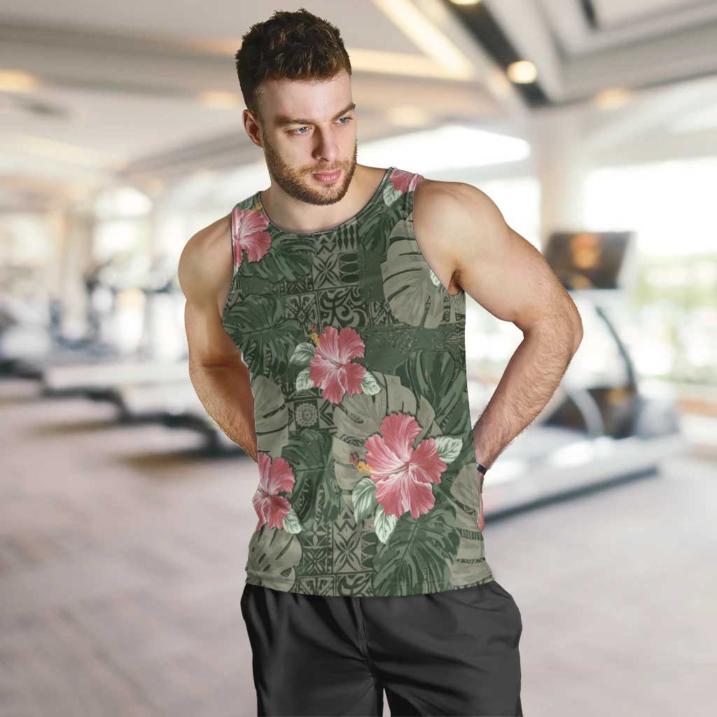 Hawaii Men Tank Top Green Polynesian Monstera Patterns - Polynesian Pride