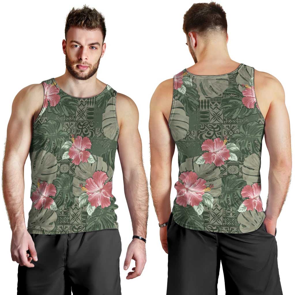 Hawaii Men Tank Top Green Polynesian Monstera Patterns - Polynesian Pride