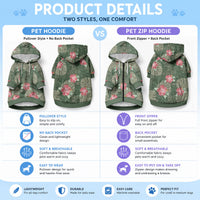 Hawaii Pet Hoodie Green Polynesian Monstera Patterns