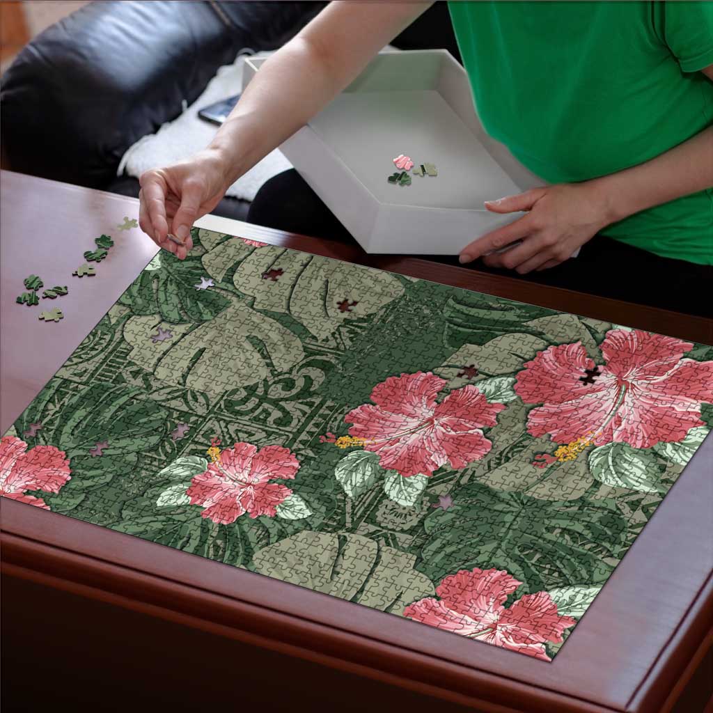 Hawaii Puzzle Green Polynesian Monstera Patterns DT05 - Polynesian Pride
