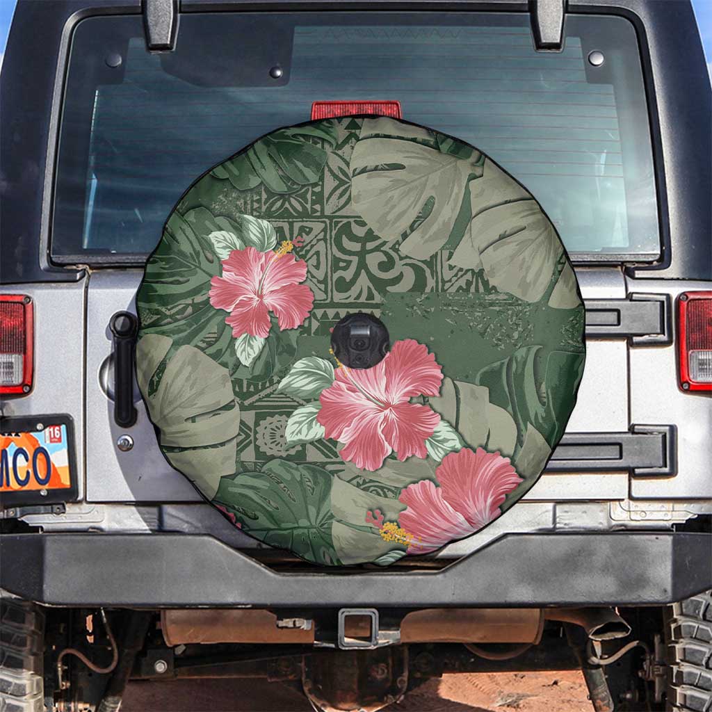 Hawaii Spare Tire Cover Green Polynesian Monstera Patterns - Polynesian Pride