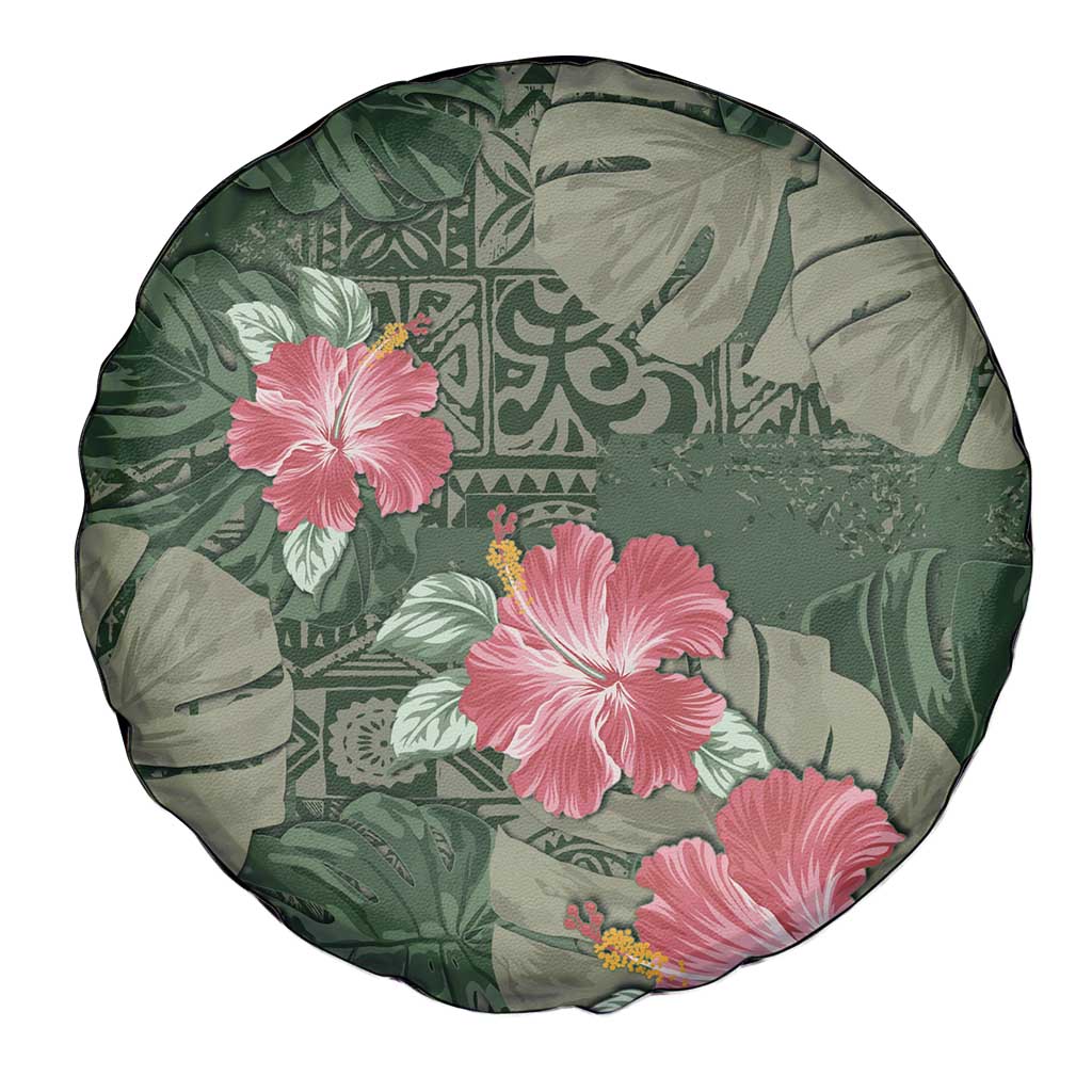 Hawaii Spare Tire Cover Green Polynesian Monstera Patterns - Polynesian Pride