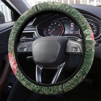 Hawaii Steering Wheel Cover Green Polynesian Monstera Patterns - Polynesian Pride