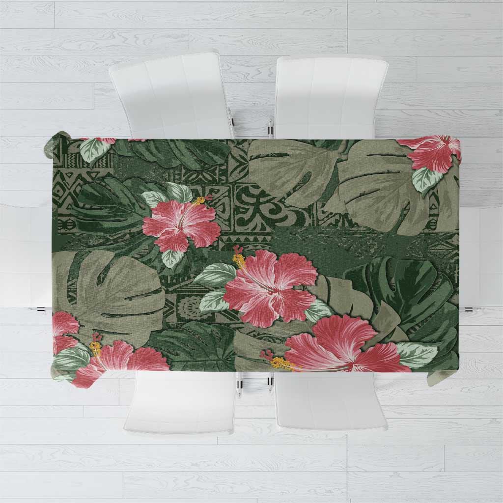 Hawaii Tablecloth Green Polynesian Monstera Patterns - Polynesian Pride