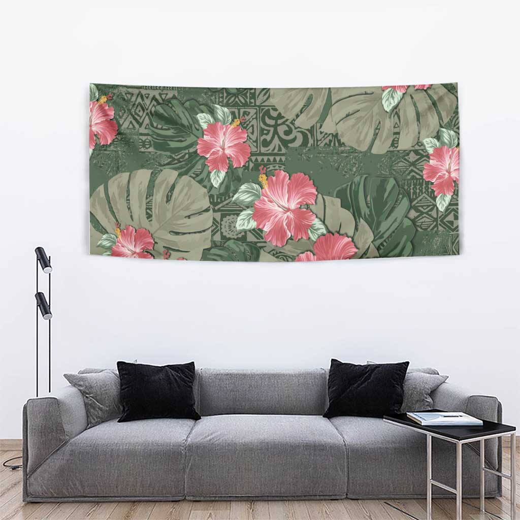 Hawaii Tapestry Green Polynesian Monstera Patterns DT05 - Polynesian Pride