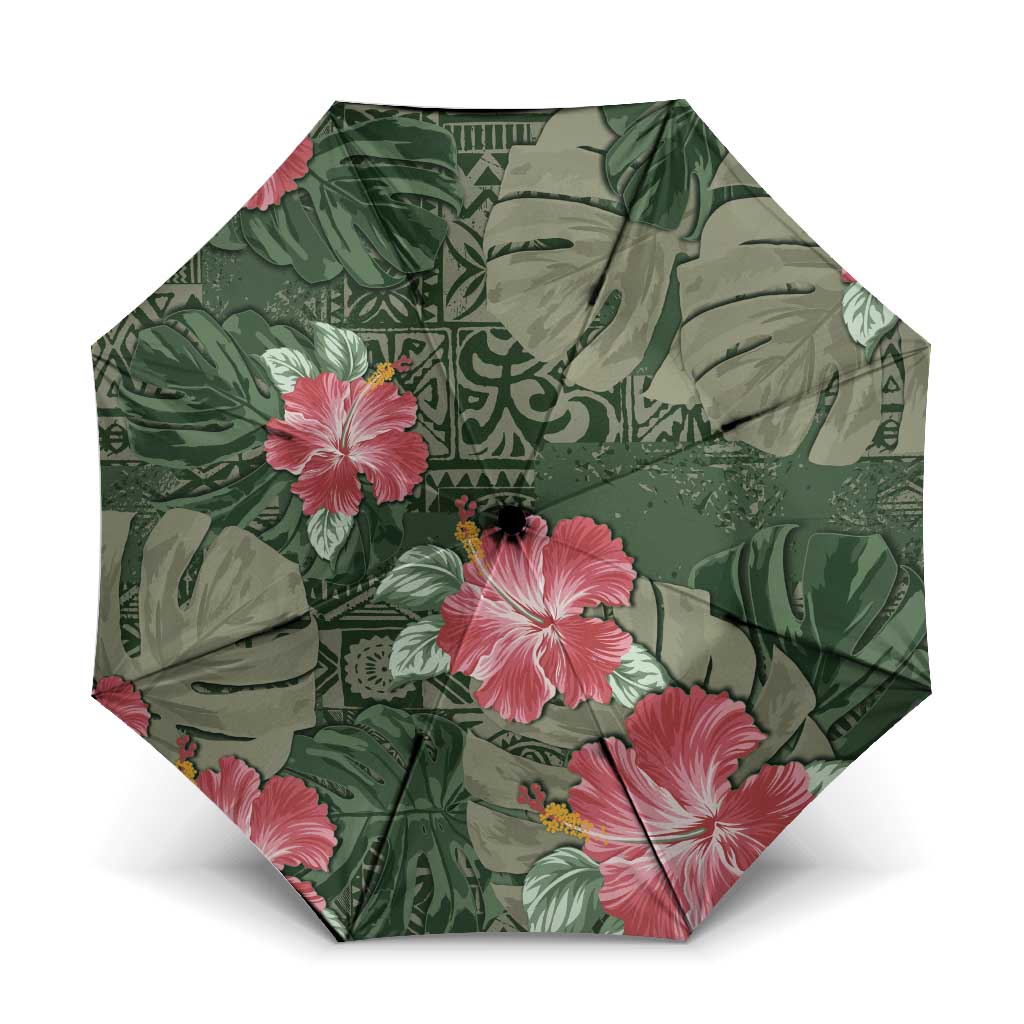 Hawaii Umbrella Green Polynesian Monstera Patterns - Polynesian Pride
