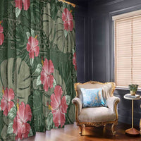 Hawaii Window Curtain Green Polynesian Monstera Patterns DT05 - Polynesian Pride