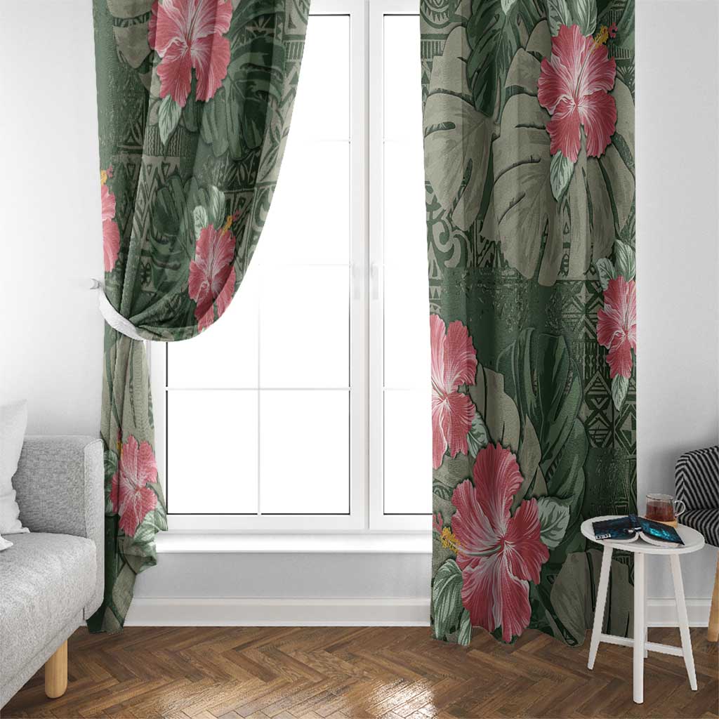 Hawaii Window Curtain Green Polynesian Monstera Patterns DT05 - Polynesian Pride
