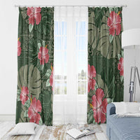 Hawaii Window Curtain Green Polynesian Monstera Patterns DT05 - Polynesian Pride