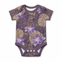 Hawaii Baby Onesie Purple Polynesian Monstera Patterns
