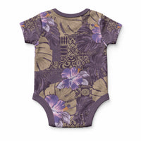 Hawaii Baby Onesie Purple Polynesian Monstera Patterns