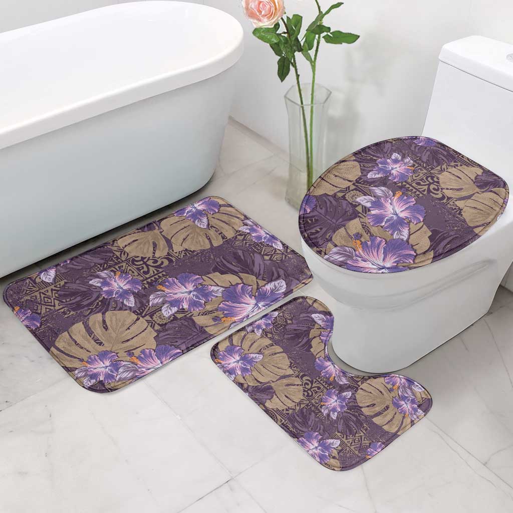 Hawaii Bathroom Set Purple Polynesian Monstera Patterns - Polynesian Pride