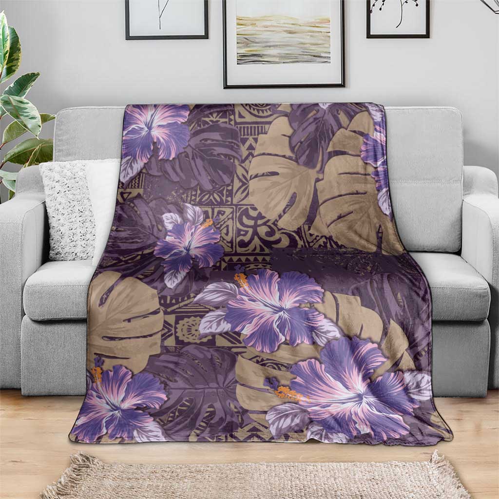 Hawaii Blanket Purple Polynesian Monstera Patterns - Polynesian Pride