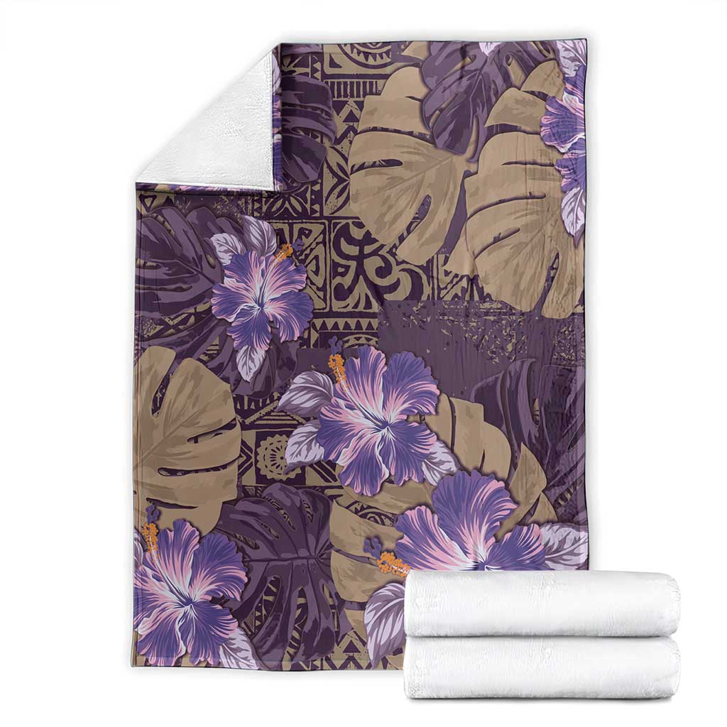Hawaii Blanket Purple Polynesian Monstera Patterns - Polynesian Pride