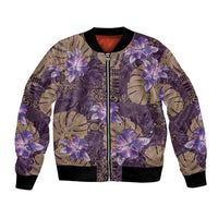 Hawaii Bomber Jacket Purple Polynesian Monstera Patterns DT05 Unisex Purple - Polynesian Pride