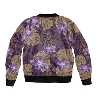 Hawaii Bomber Jacket Purple Polynesian Monstera Patterns DT05 - Polynesian Pride