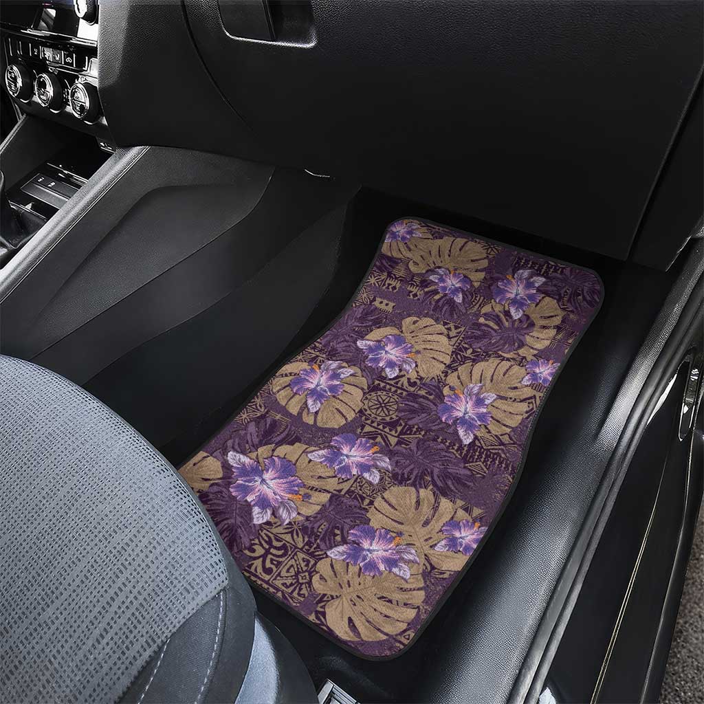 Hawaii Car Mats Purple Polynesian Monstera Patterns - Polynesian Pride