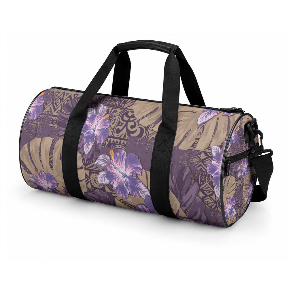 Hawaii Duffle Bag Purple Polynesian Monstera Patterns