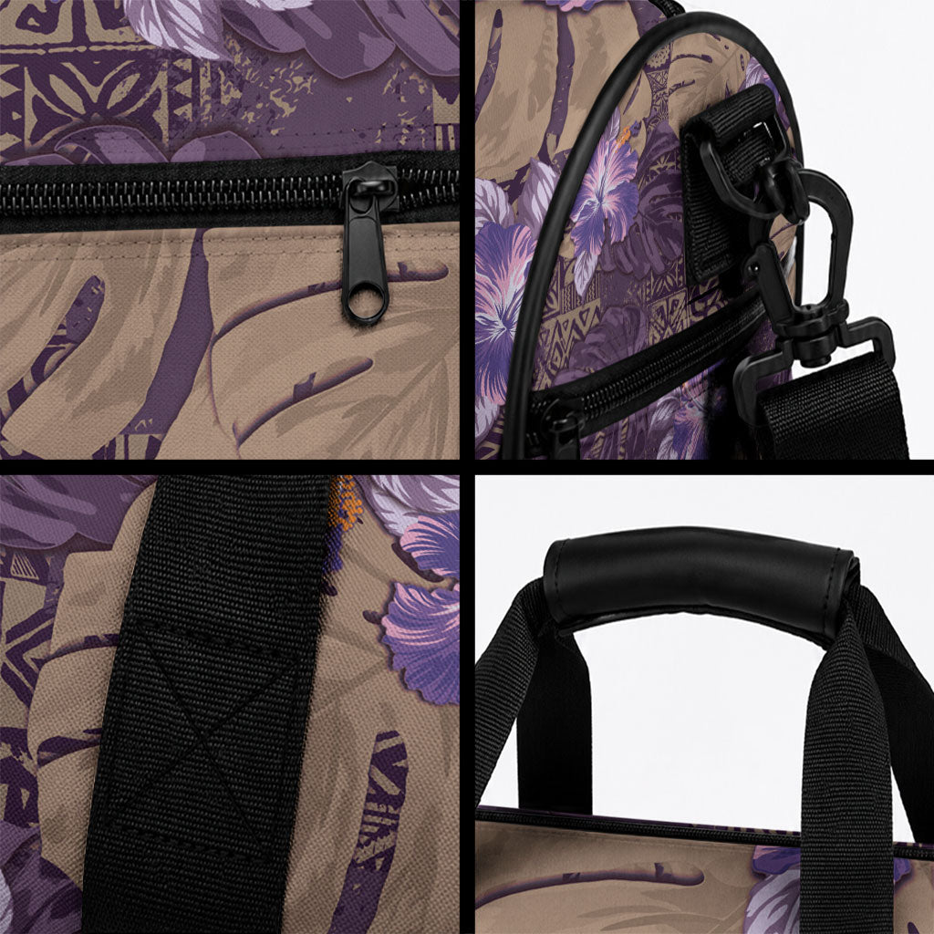 Hawaii Duffle Bag Purple Polynesian Monstera Patterns