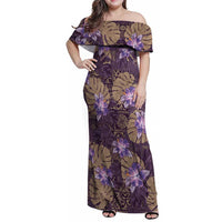 Hawaii Family Matching Off Shoulder Maxi Dress and Hawaiian Shirt Purple Polynesian Monstera Patterns - Polynesian Pride