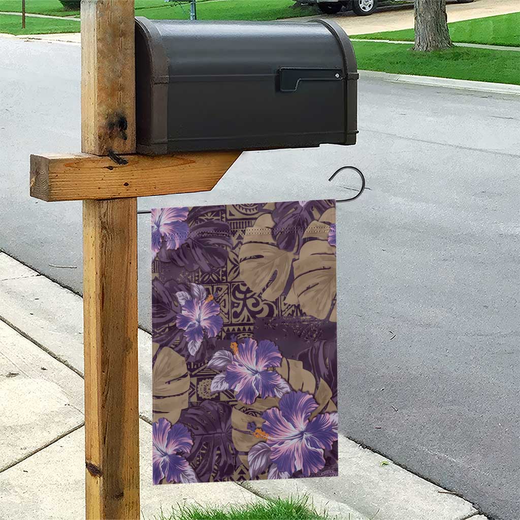 Hawaii Garden Flag Purple Polynesian Monstera Patterns - Polynesian Pride