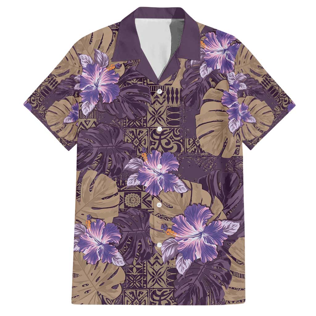 Hawaii Hawaiian Shirt Purple Polynesian Monstera Patterns - Polynesian Pride