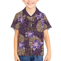 Hawaii Hawaiian Shirt Purple Polynesian Monstera Patterns - Polynesian Pride
