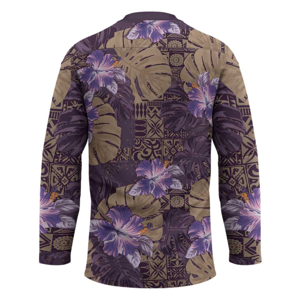 Hawaii Hockey Jersey Purple Polynesian Monstera Patterns DT05 - Polynesian Pride