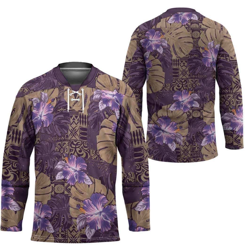Hawaii Hockey Jersey Purple Polynesian Monstera Patterns DT05 - Polynesian Pride