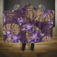 Hawaii Hooded Blanket Purple Polynesian Monstera Patterns - Polynesian Pride