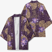 Hawaii Kimono Purple Polynesian Monstera Patterns DT05 - Polynesian Pride