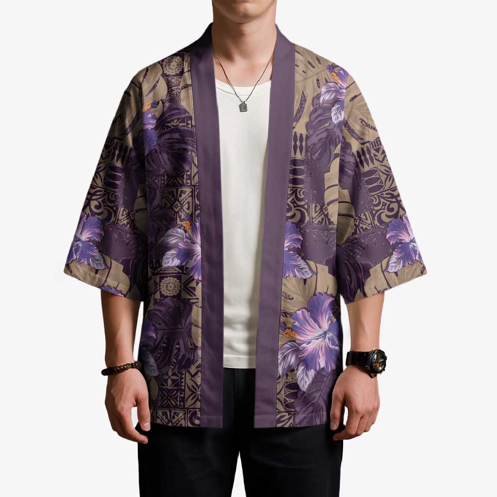 Hawaii Kimono Purple Polynesian Monstera Patterns DT05 - Polynesian Pride