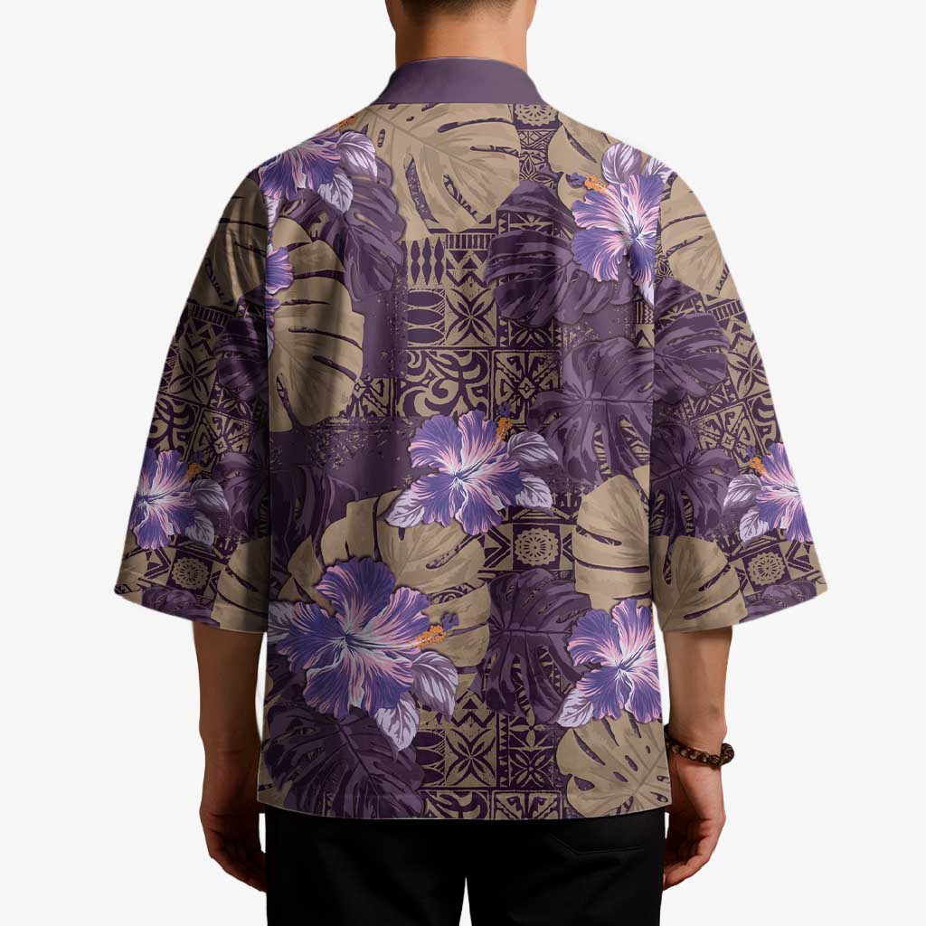 Hawaii Kimono Purple Polynesian Monstera Patterns DT05 - Polynesian Pride