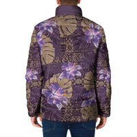 Hawaii Padded Jacket Purple Polynesian Monstera Patterns - Polynesian Pride